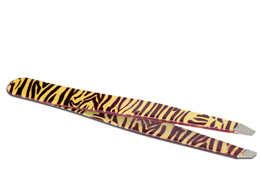 Pinzette Tiger/Safari abgeschraegt 9,5cm //RV212T ***#